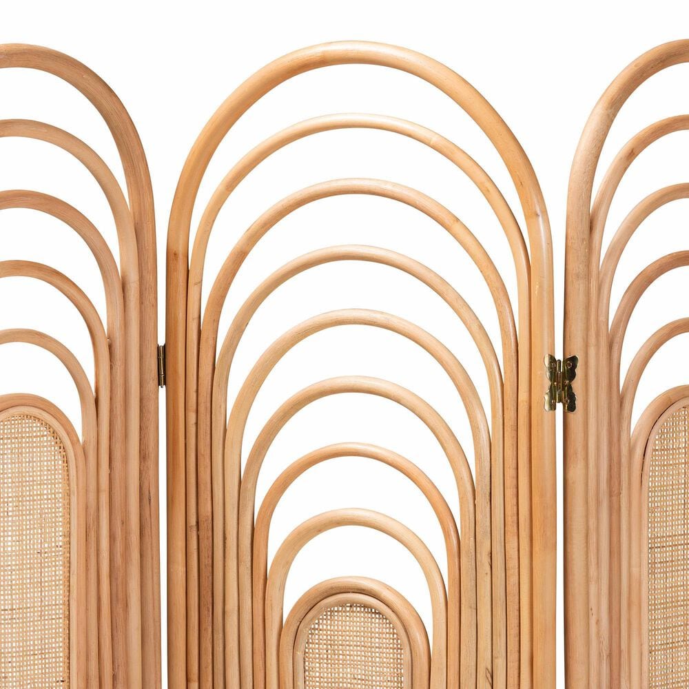 Baxton Studio Golda Natural Rattan Room Divider in Natural Brown, , large