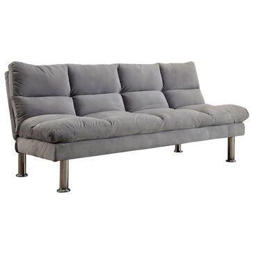 Furniture of America Saldana Stationary Futon Sofa in Light Gray, , large