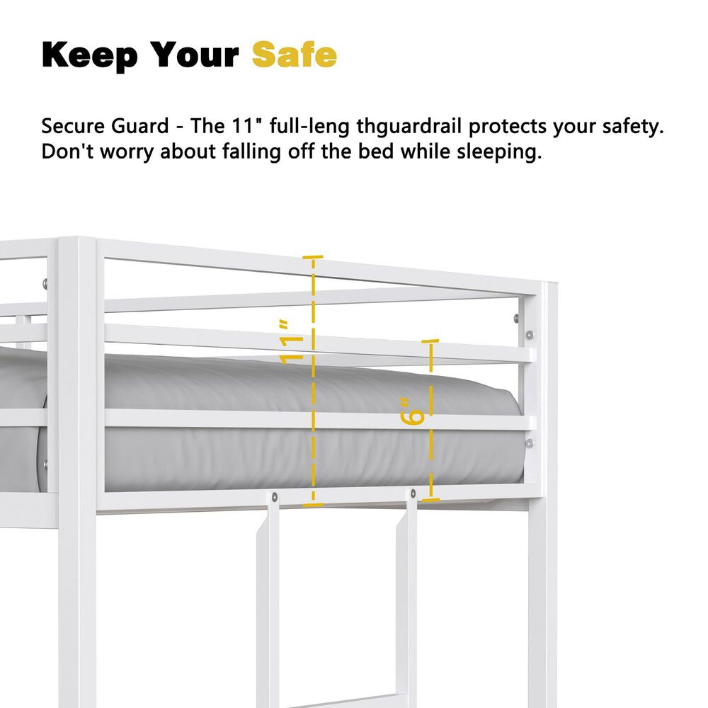 Hearth and Haven Adam Twin over Full Bunk Bed in White, , large
