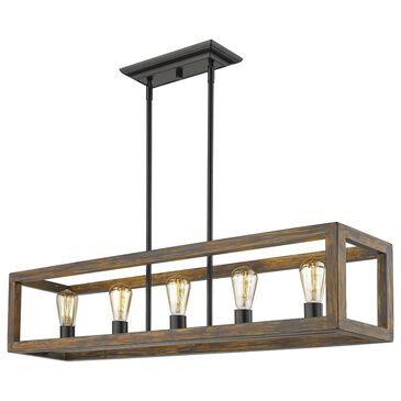 Golden Lighting Sutton 5-Light Linear Pendant in Matte Black and Rustic, , large