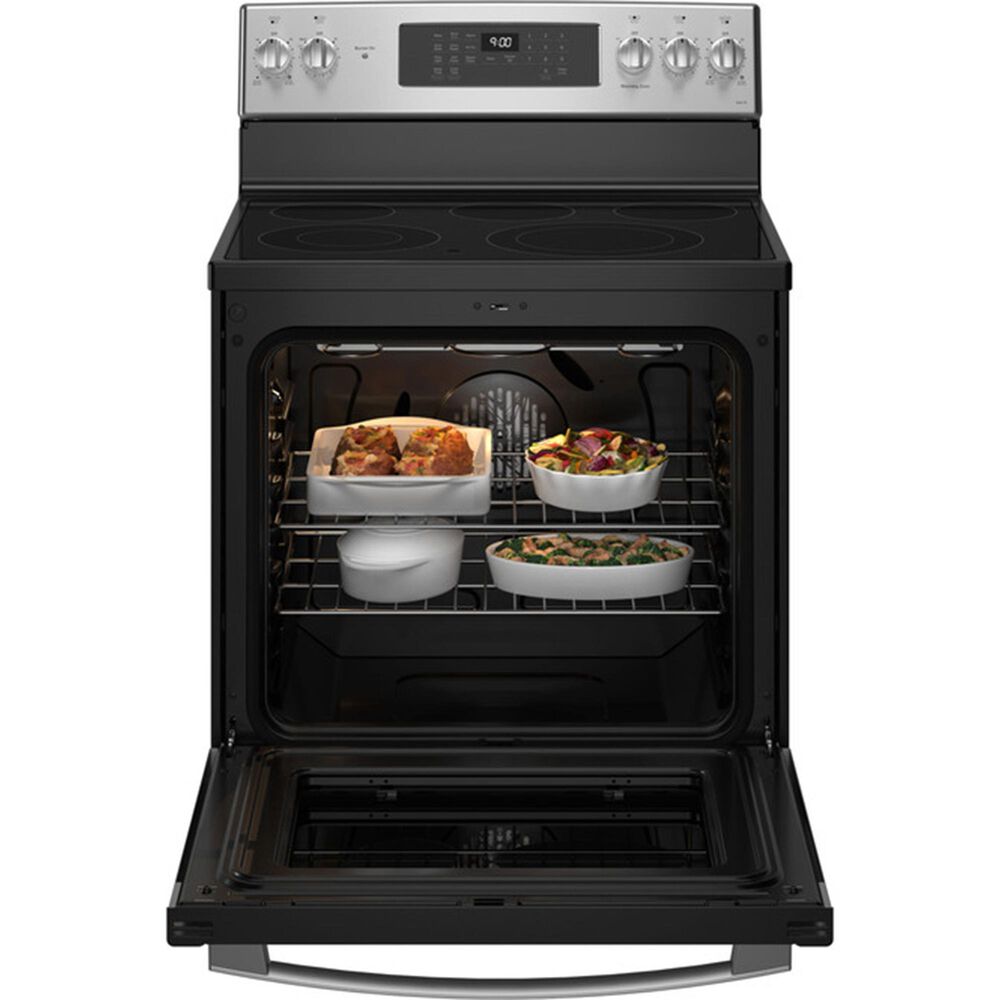 GE Profile 6.2 Cu. Ft. Smart Freestanding Electric Convection Range in Stainless Steel and Black, , large
