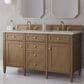 James Martin Brittany 60" Double Bathroom Vanity in Pecan with 3 cm Siberian Silestone Top, Rectangular Sinks and FreePower Wireless Charger, , large