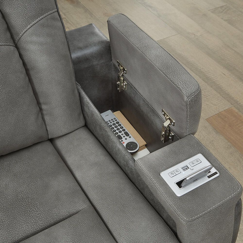 Ashley Next-Gen DuraPella Power Reclining Sofa in Slate, , large