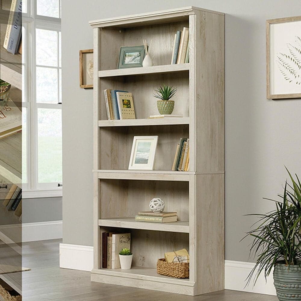 Sauder 5-Shelf Bookcase in Chalked Chestnut, , large