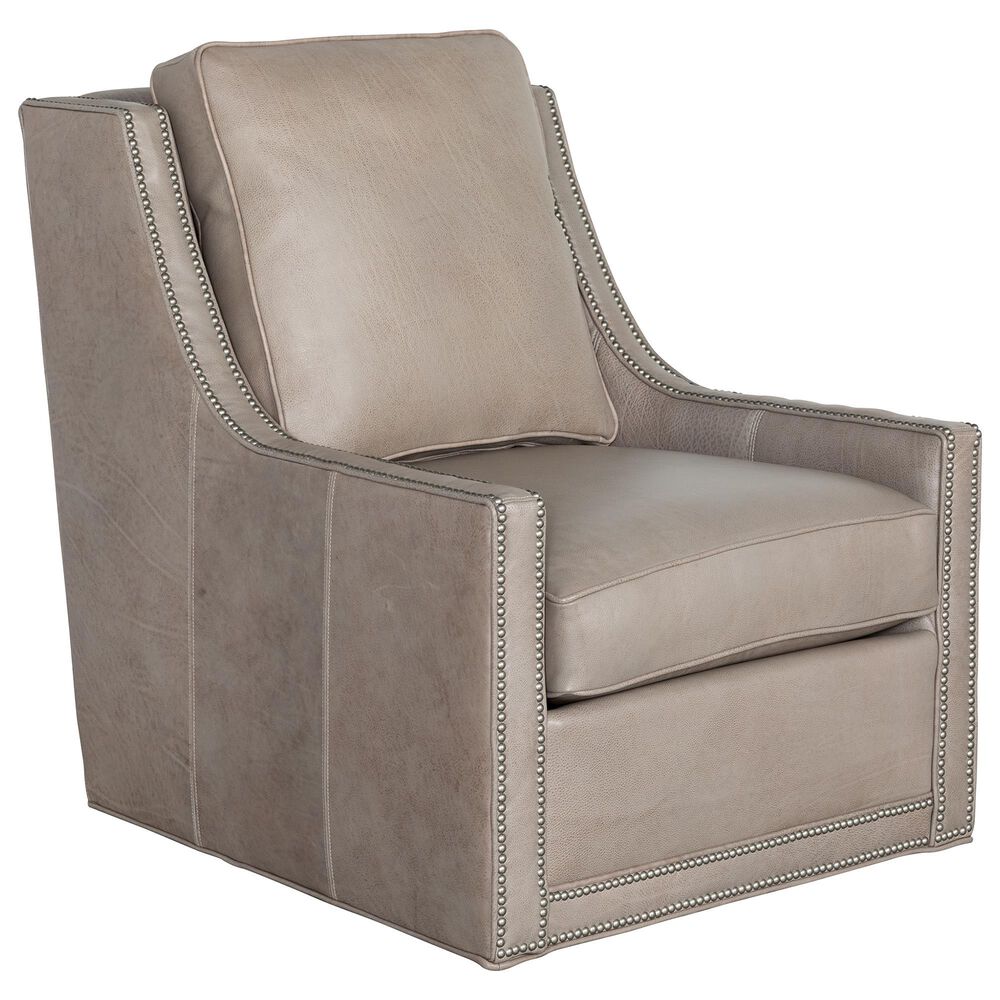 Massoud Gareth Leather Swivel Chair in Tapestry Lynx, , large