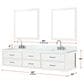 Lexora Home Castor 84" Double Bathroom Vanity in White with 2 cm White Carrara Marble Top and Rectangular Sinks, , large