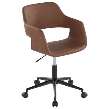 Lumisource Margarite Task Chair with Brown Faux Leather Cushion in Black, , large