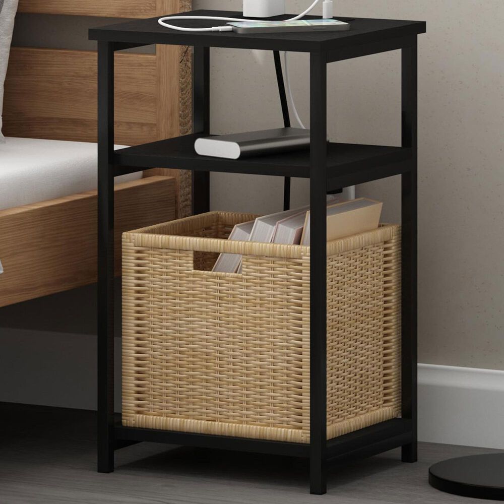 HOMLUX 22.7" 3-Tier End Table in Americano and Black, , large