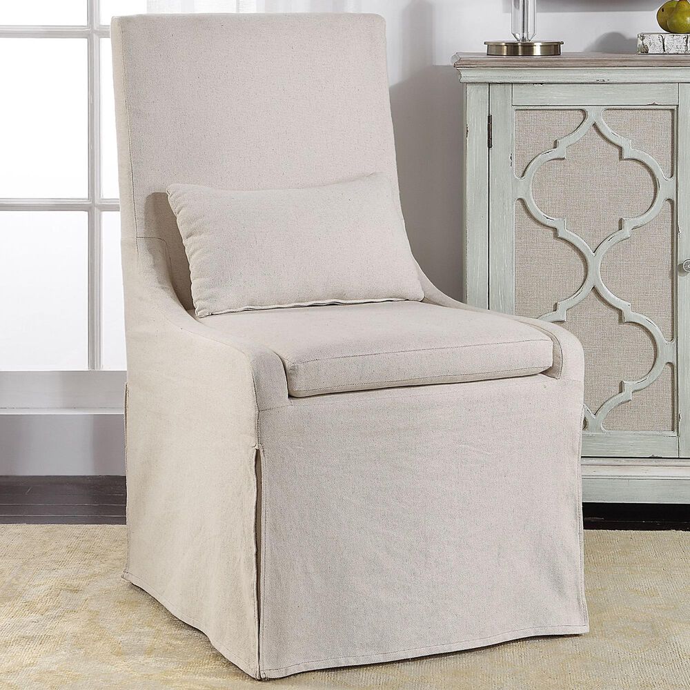 Uttermost Coley Armless Chair in Off White Linen, , large