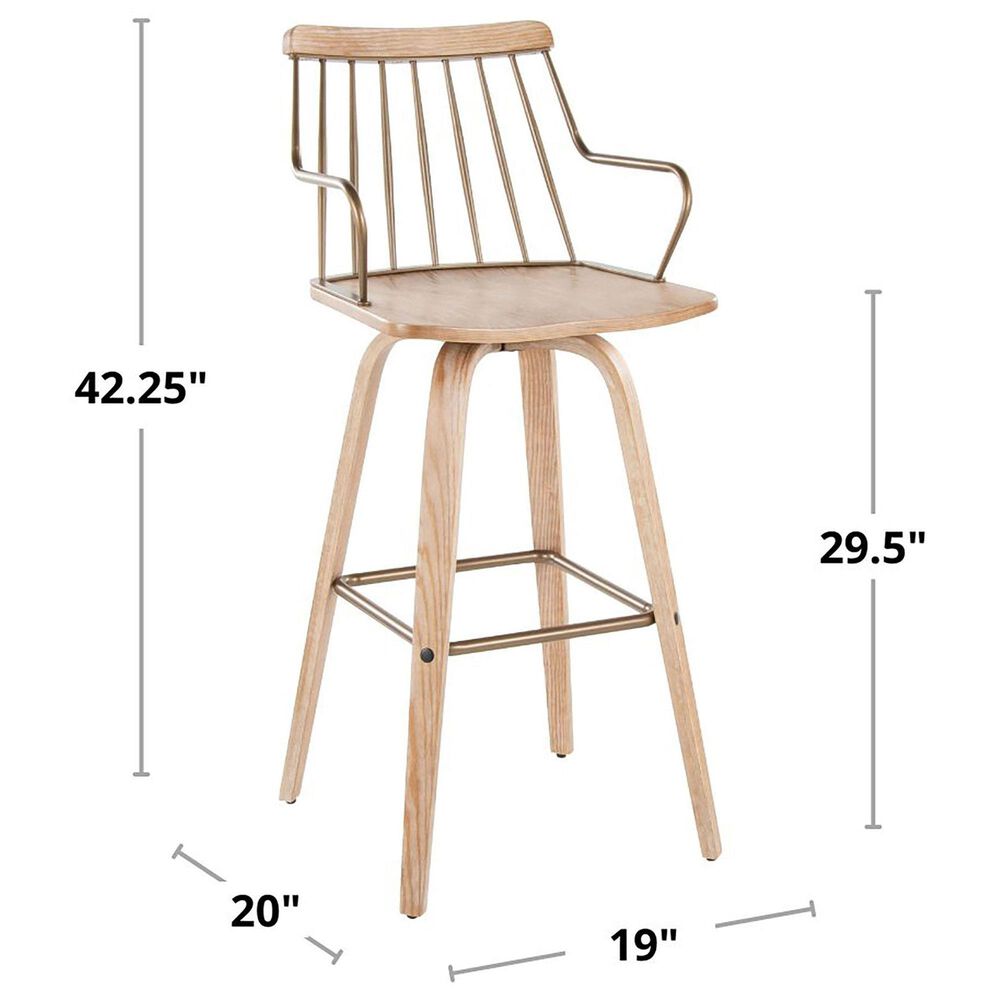 Lumisource Preston Swivel Barstool in Whitewashed and Antique Copper, , large