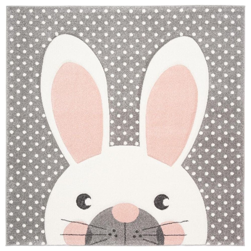 Safavieh Carousel 4" Square Pink and Grey Kids  Area Rug, , large