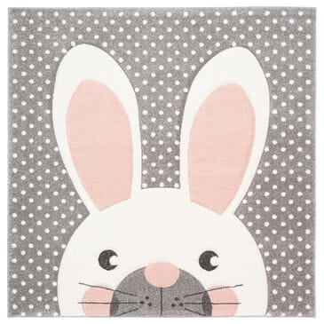 Safavieh Carousel 4" Square Pink and Grey Kids  Area Rug, , large