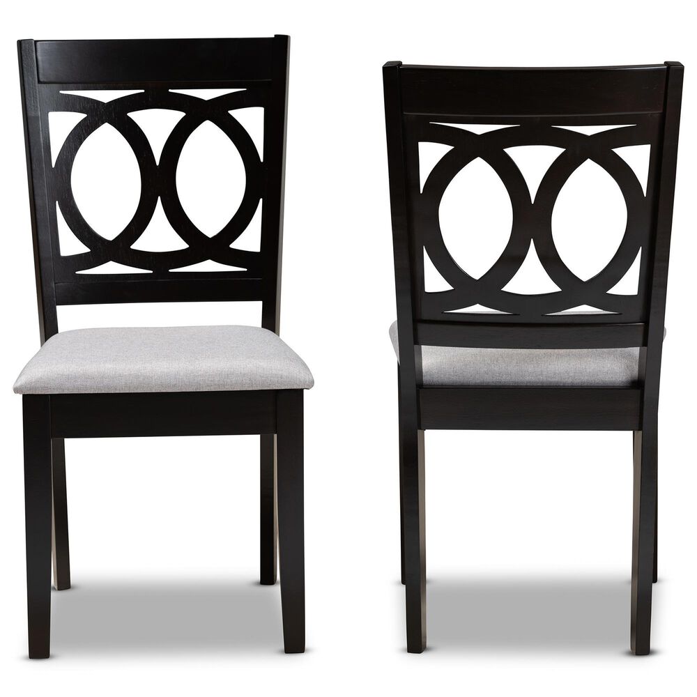 Baxton Studio Lenoir Side Chair with Grey Cushion in Espresso Brown (Set of 2), , large