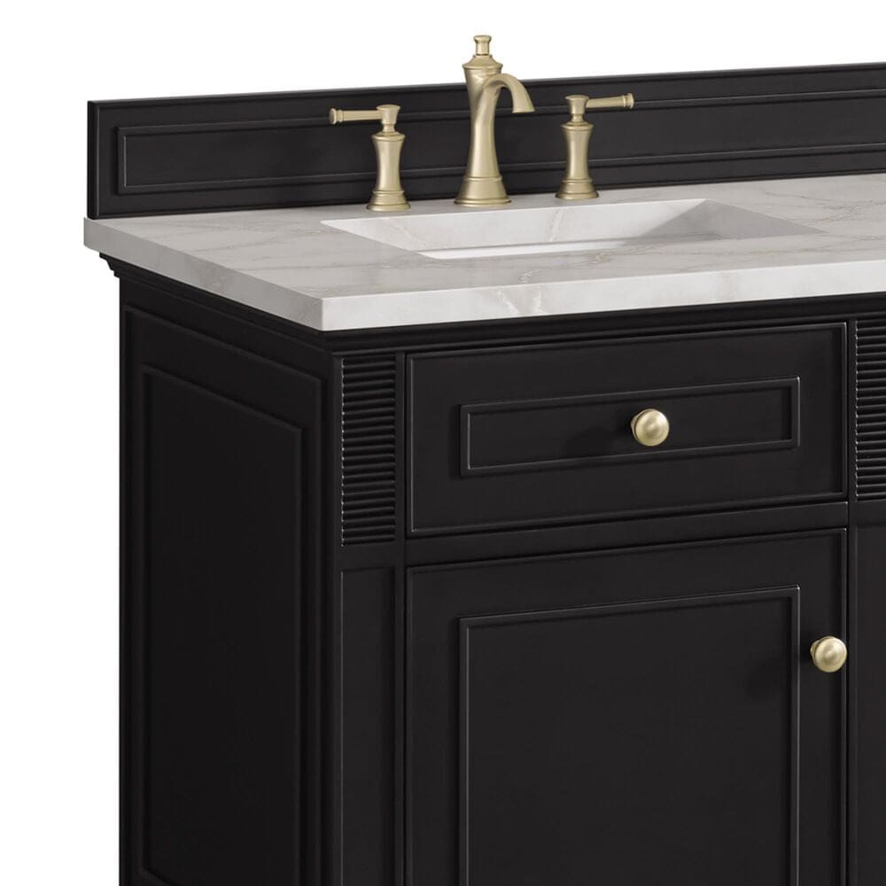 James Martin Vanities Lorelai 60&quot; Double Vanity in Black Onyx with 3 cm Victorian Silver Quartz Top, , large