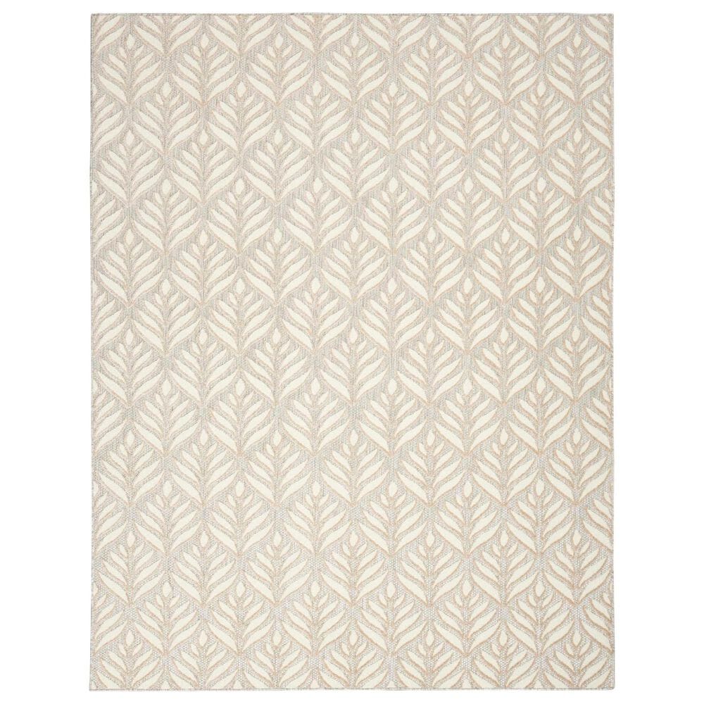 Nourison Aloha Floral 9" x 12" Ivory and Grey Indoor/Outdoor Area Rug, , large