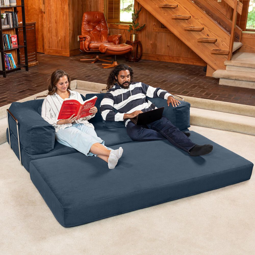 Jaxx Unsofa Stationary Loveseat in Indigo Blue, , large