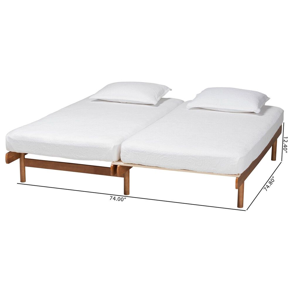 Baxton Studio Bolivia Expandable Twin to King Bed Frame in Walnut Brown, , large
