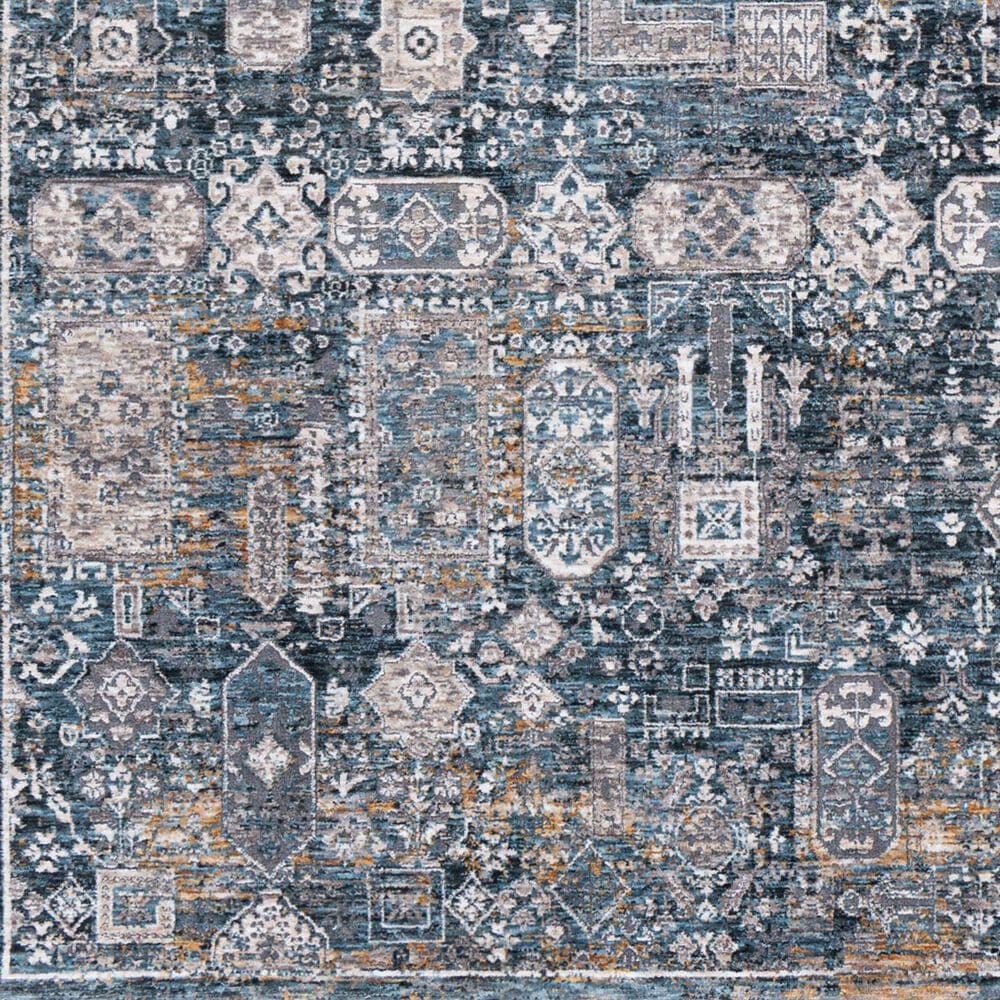 Surya Cardiff CDF-2309 Blue, Deep Teal, Medium Gray, Light Gray, Camel and Charcoal 10&#39; x 13&#39;11&quot; Area Rug, , large