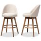 Baxton Studio Carra Swivel Bar Stool with Light Beige Cushion in Walnut (Set of 2), , large