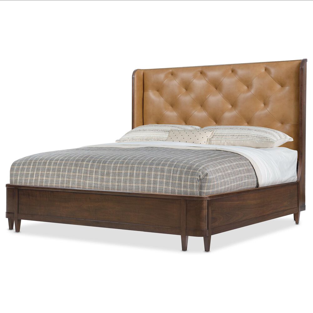 Hooker Furniture Archives King Wingback Bed in Classic Walnut, , large