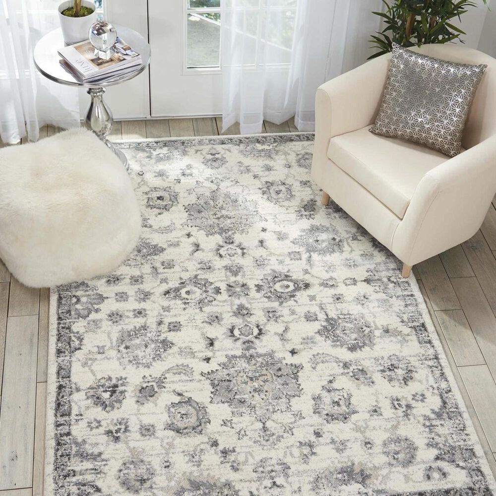 Nourison Fusion FSS15 7&#39;10&quot; x 10&#39;6&quot; Cream and Gray Area Rug, , large