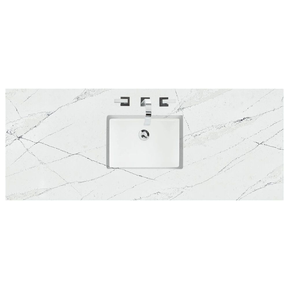 James Martin Vanities Brittany 60&quot; Single Bathroom Vanity in Saddle Brown with 3 cm Ethereal Noctis Quartz Top and Rectangular Sink, , large