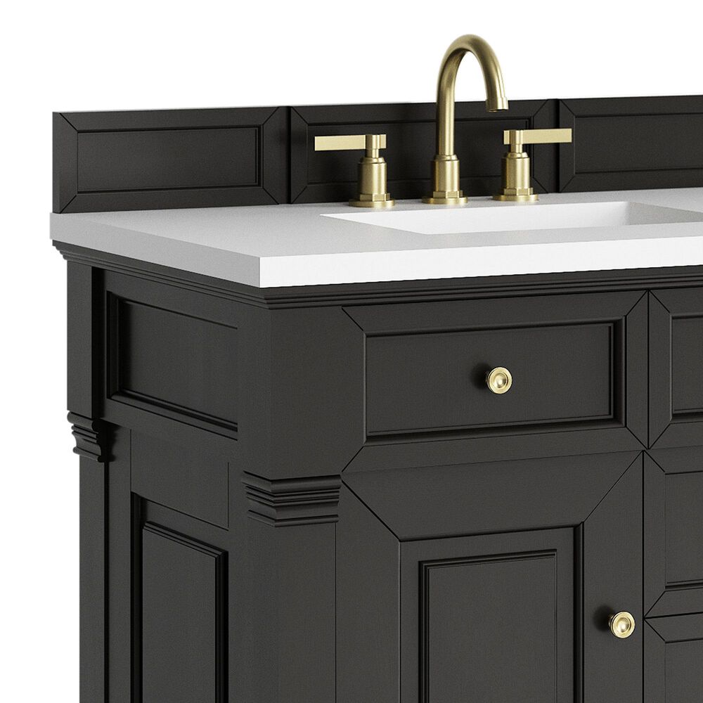 James Martin Vanities Brookfield 36&quot; Single Bathroom Vanity in Black Onyx with 3 cm White Zeus Quartz Top and Rectangular Sink, , large