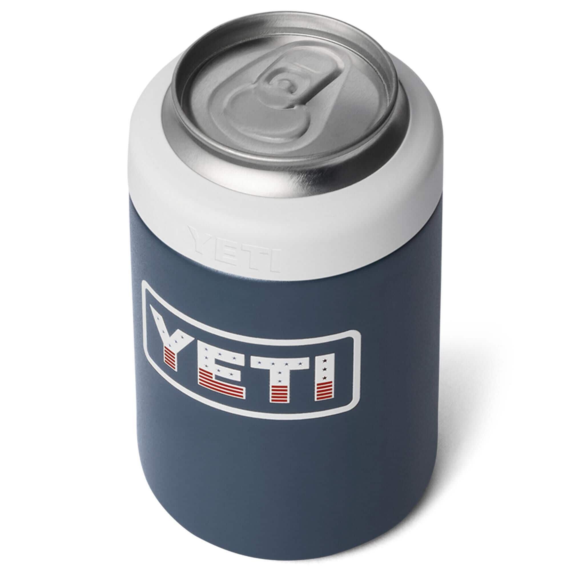 YETI Rambler 12 Oz Colster Can Cooler in Navy, White and Badge