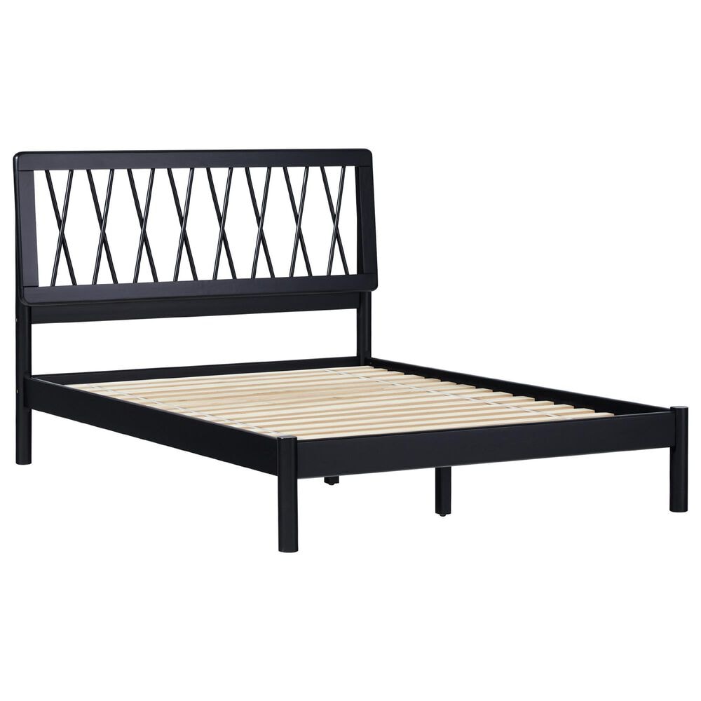 Walker Edison Cama X Spindle Full Platform Bed in Black, , large