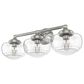 Hunter Saddle Creek 3-Light Vanity with Clear Seeded Shade in Brushed Nickel, , large