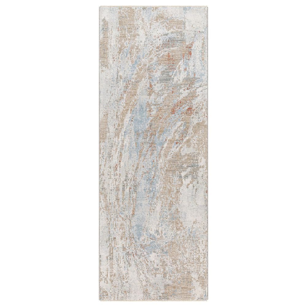 Surya Brunswick Cream, Tan, Taupe, Light Slate, Blue and Seafoam 2"7" x 10" Runner, , large