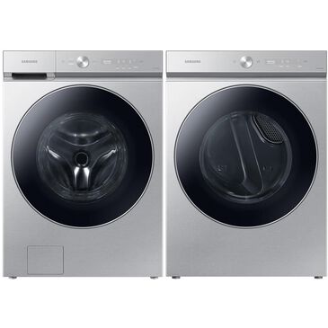 Samsung Bespoke Laundry Pair with 6.1 Cu. Ft. Front Load Washer and 7.6 Cu. Ft. Gas Dryer in Silver Steel, , large