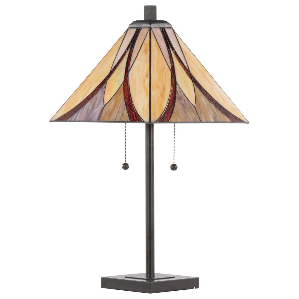LumiSource Ren Table Lamp with Cream and Brown Glass Shade in Oil Rubbed Bronze, , large
