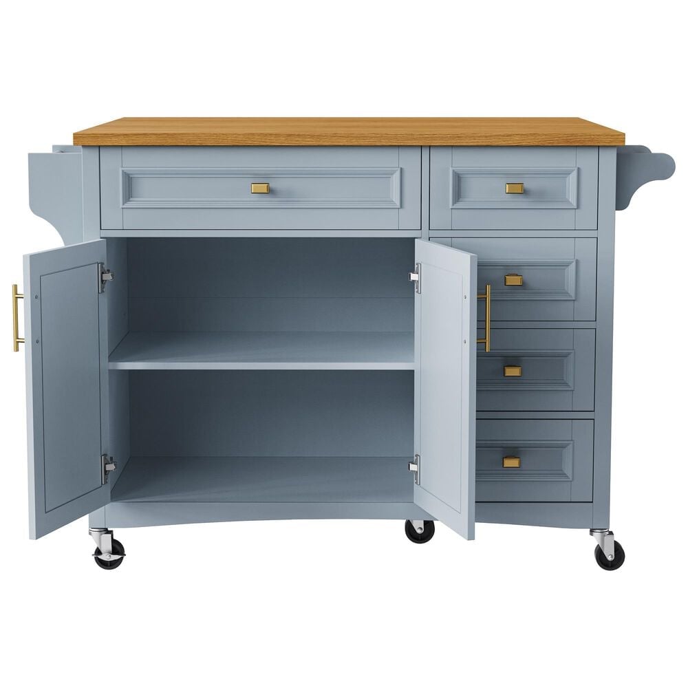 HOMLUX 52'' Kitchen Island with Drop Leaf in Blue Grey, , large