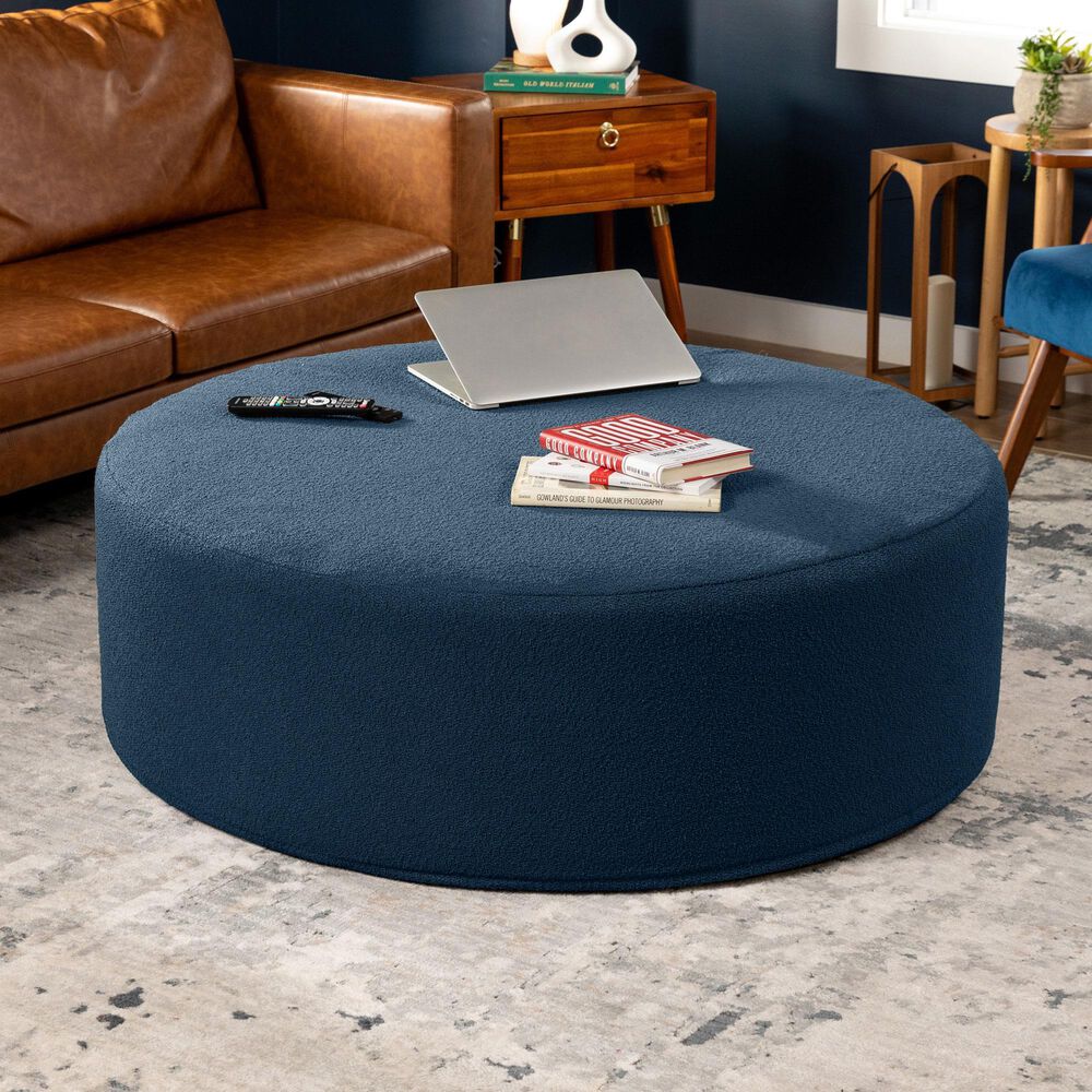 Jaxx Candler Round Ottoman in Navy, , large