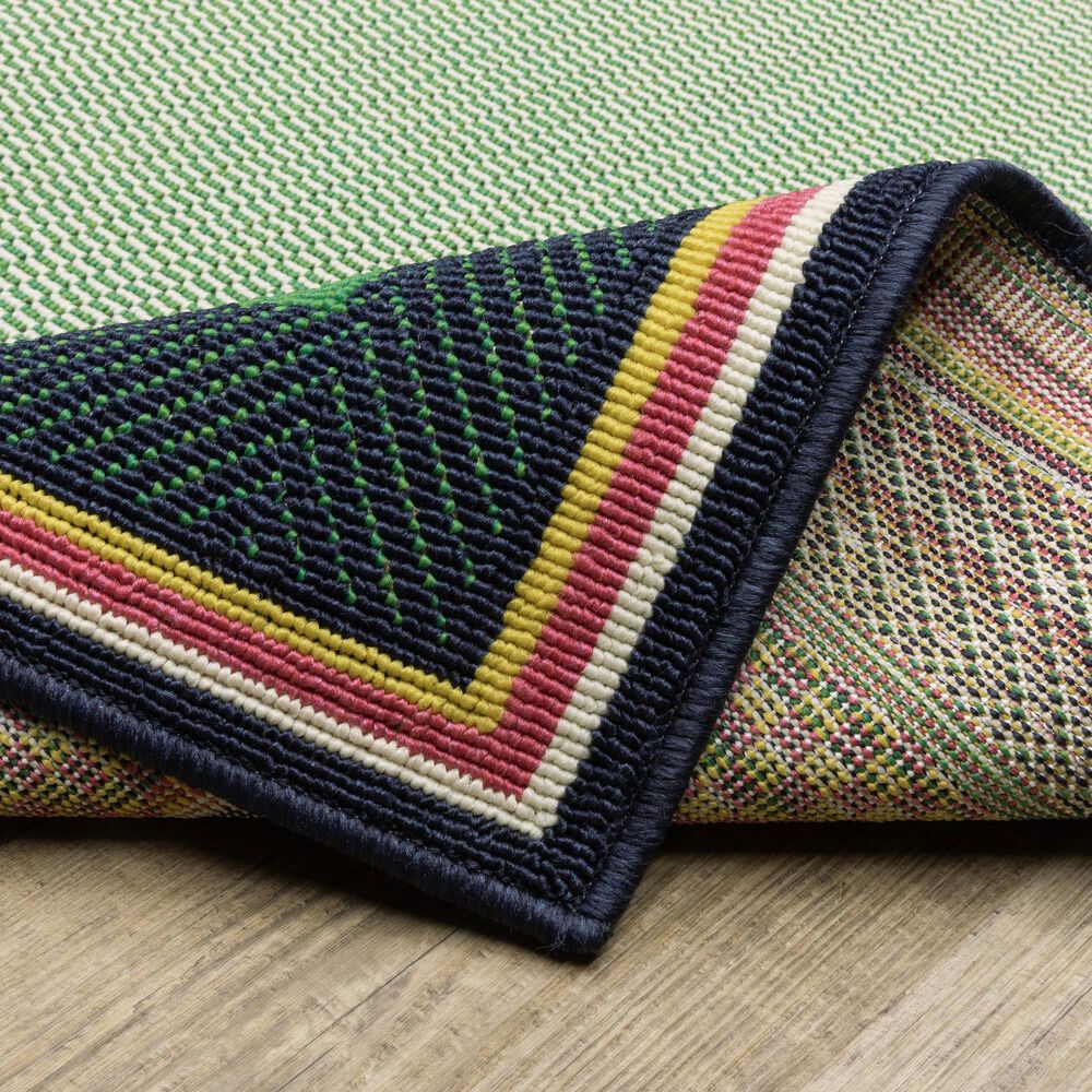 Oriental Weavers Havana Geometric Green and Navy 7'10" x 10' Indoor/Outdoor Area Rug, , large