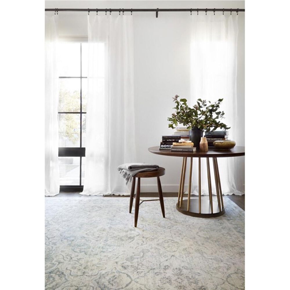 ED Ellen DeGeneres Crafted by Loloi Trousdale TX-02 5" x 7"6" Ivory and Blue Area Rug, , large