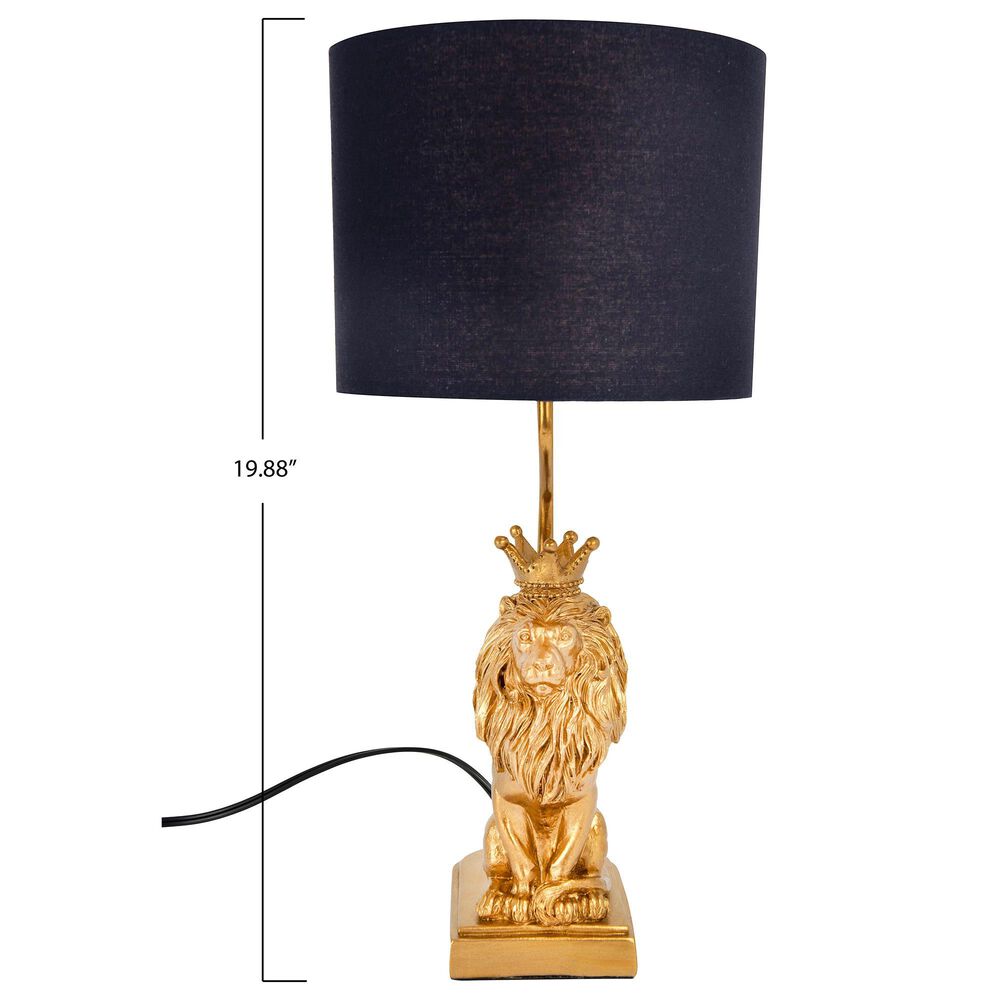 Creative Coop Resin Lion Table Lamp in Gold, , large