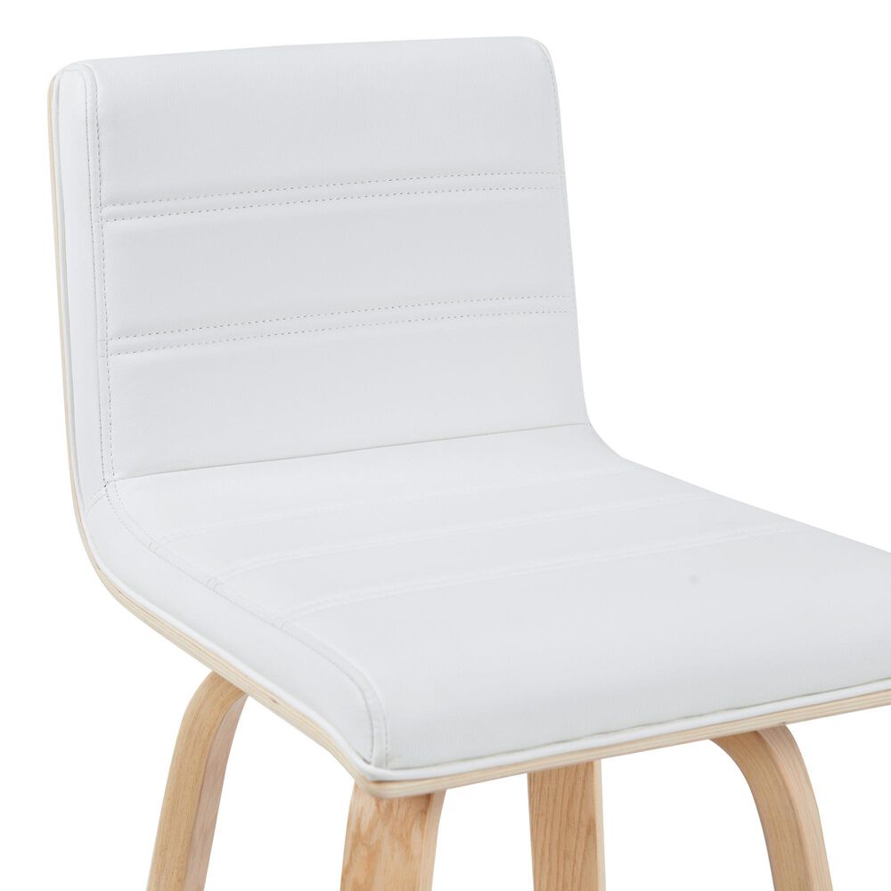 Armen Living Vienna Swivel Bar Height Stool with Snow White Upholstery in Patterned Oak, , large