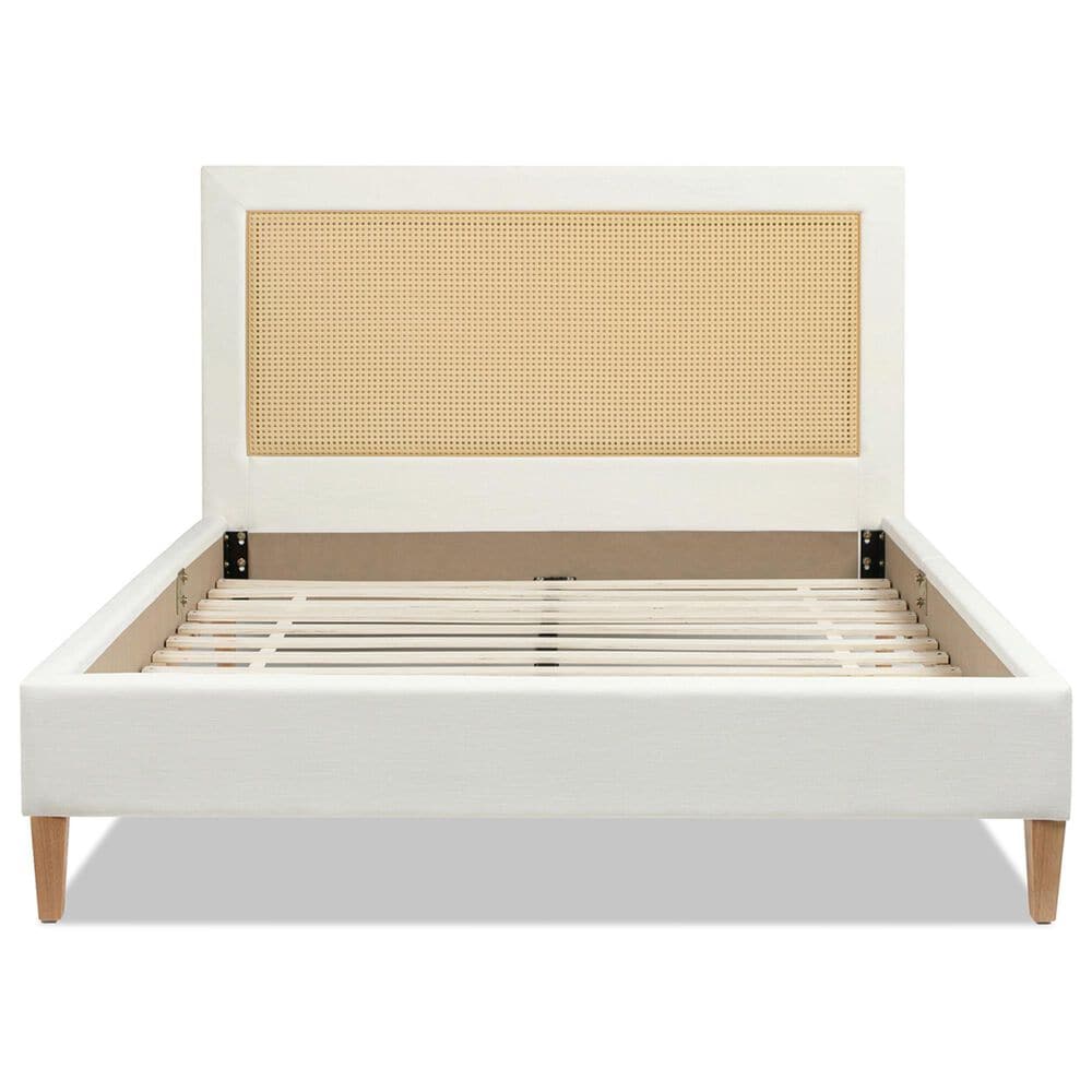 Hearth and Haven Haley Queen Platform Bed with Antique White Upholstery in Natural, , large