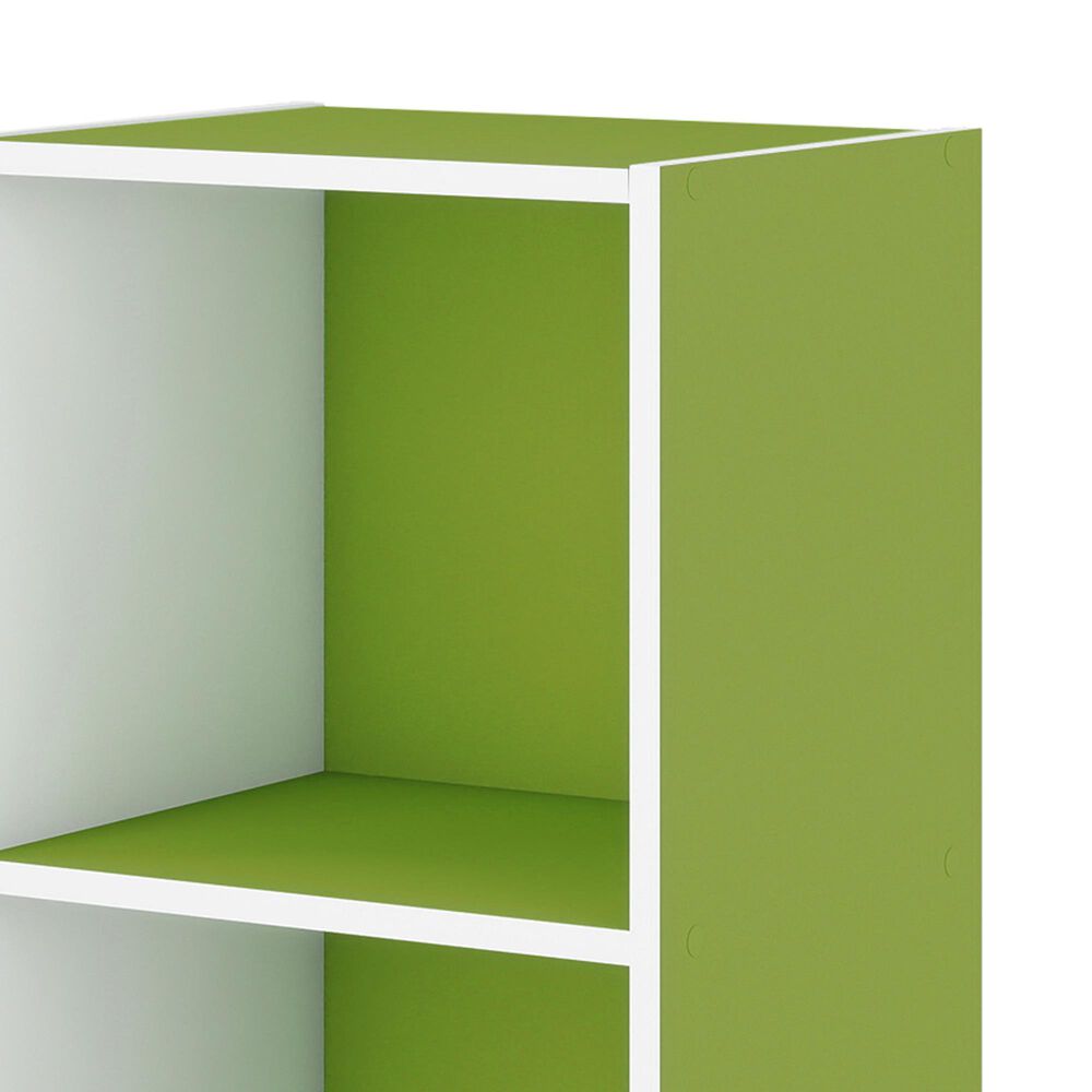HOMLUX 3-Tier Bookcase with Decorative Open Shelves in White and Green, , large