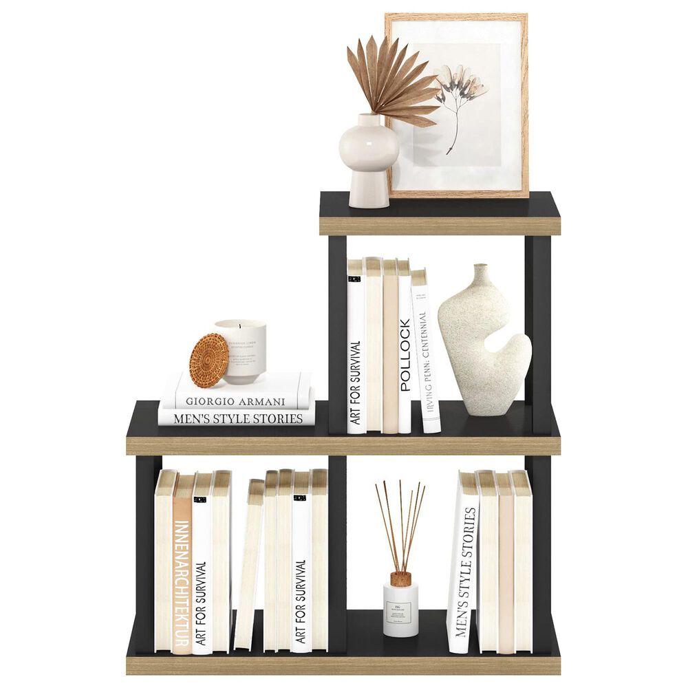 HOMLUX 3-Cube Display Bookshelf in Americano and Black, , large