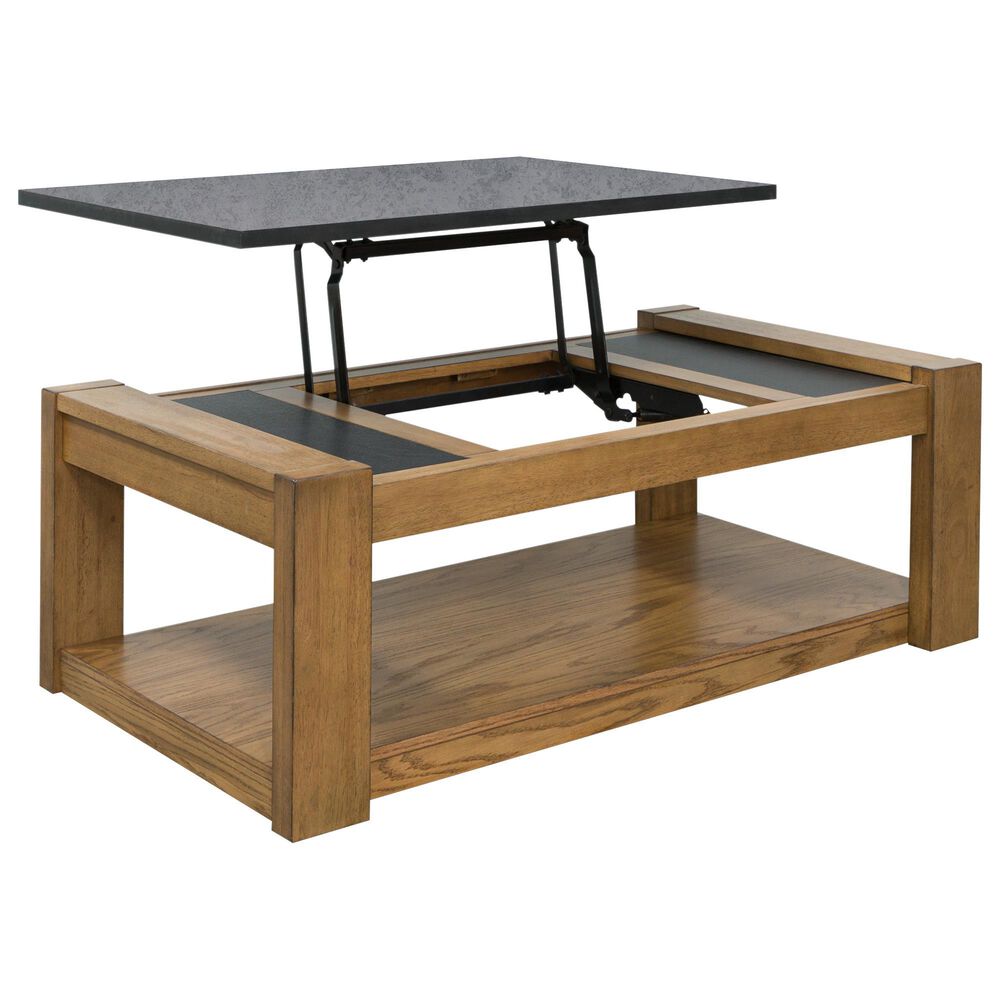Ashley Quentina Lift-Top Coffee Table in Light Brown and Black, , large