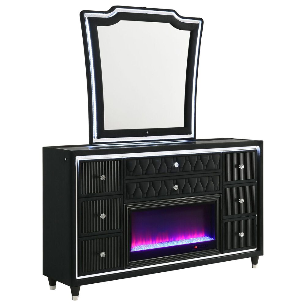 Pacific Landing Lorient Flame Box Dresser and Mirror in Black, , large