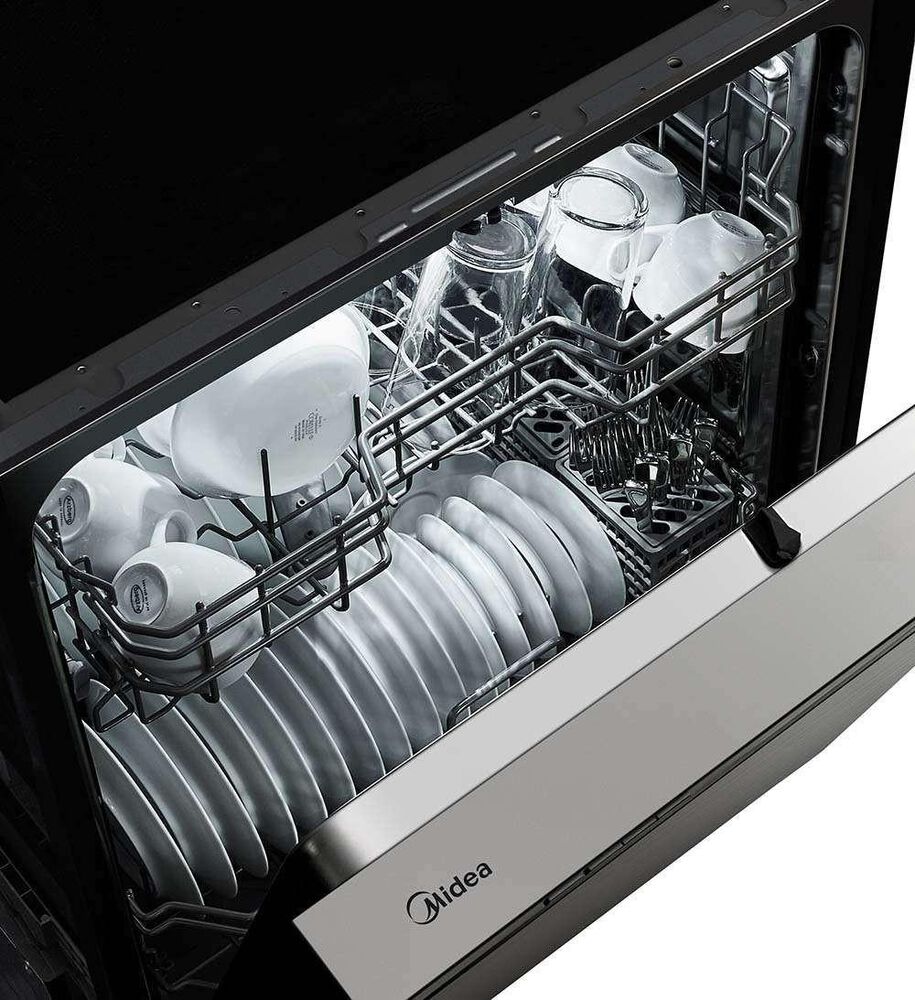 Midea 24&quot; Built-In Pocket Handle Dishwasher in Stainless Steel, , large