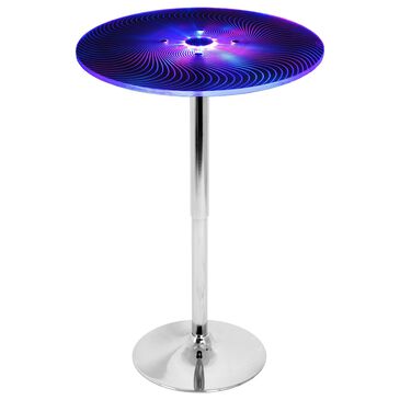 Lumisource Spyra Adjustable Bar Table with LED Light Show in Chrome, , large