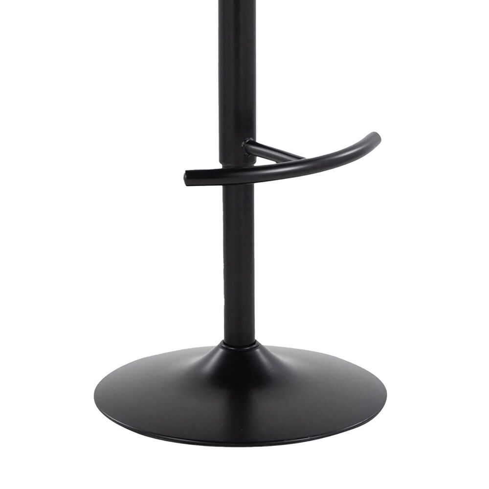 LumiSource Fabrico Swivel Adjustable Bar Stool with Charcoal Fabric Upholstery and Rounded T Footrest in Black (Set of 2), , large