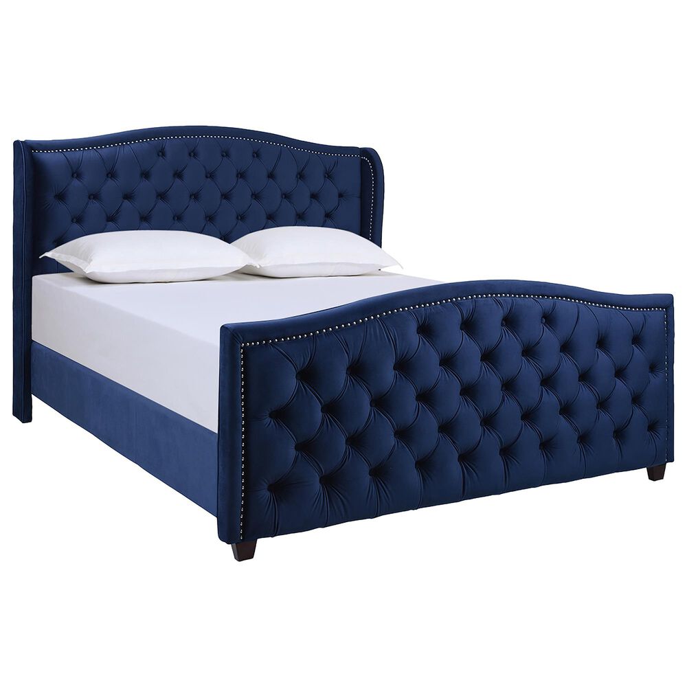Jennifer Taylor Home Marcella King Upholstered Bed in Navy Blue NFM