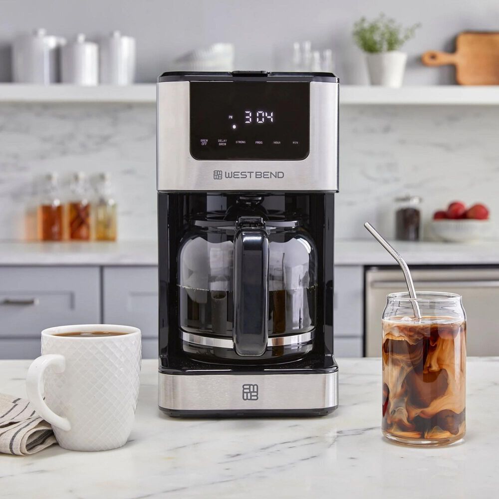 West Bend 12 Cup Hot &amp; Iced Coffee Maker in Stainless Steel, , large
