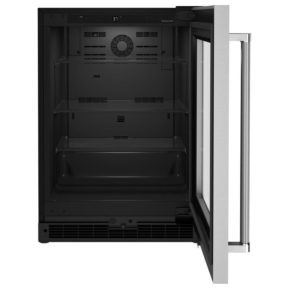 KitchenAid 24&quot; Undercounter Refrigerator with Glass Door in Black and Stainless Steel, , large